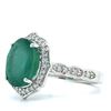 Image 1 : Brazilian Emerald and Ornate Diamond Halo Ring