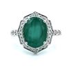 Image 2 : Brazilian Emerald and Ornate Diamond Halo Ring