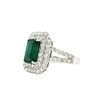 Image 1 : Designer Emerald Ring with Tiered Diamond Halo