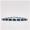 Image 3 : Octagon-Cut Blue Sapphire & Diamond Line Bracelet
