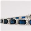 Image 4 : Octagon-Cut Blue Sapphire & Diamond Line Bracelet