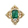 Image 1 : Emerald and Diamond Ring Flower Petal Design