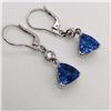 Image 1 : Dangling Trilliant Tanzanite and Diamond Earrings