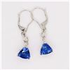 Image 2 : Dangling Trilliant Tanzanite and Diamond Earrings