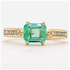 Image 1 : Octagon-Cut Colombian Emerald and Diamond Ring