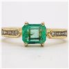 Image 3 : Octagon-Cut Colombian Emerald and Diamond Ring