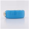 Image 2 : Sky Blue Enamel Wide Band with Bezel-Set Diamond