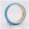 Image 3 : Sky Blue Enamel Wide Band with Bezel-Set Diamond