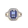 Image 1 : Splendid Violet Tanzanite and Diamond Halo Ring.