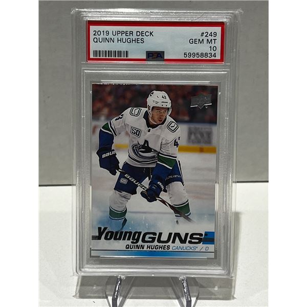 2019 UPPER DECK QUINN HUGHES YOUNG GUNS ROOKIE CARD (PSA 10)