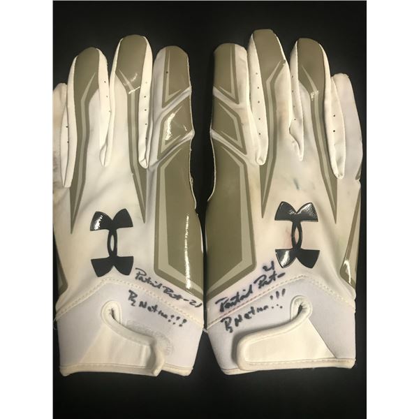 PATRICK PETERSON DUAL SIGNED AND INSCRIBED GAME USED SALUTE TO SERVICE GLOVES (GCG HOLO)