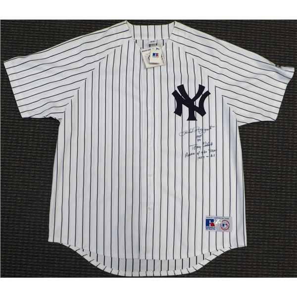 PHIL RIZUTTO AND TONY KUBEK SIGNED NY YANKEES JERSEY WITH INSCRIPTIONS (BECKETT COA)