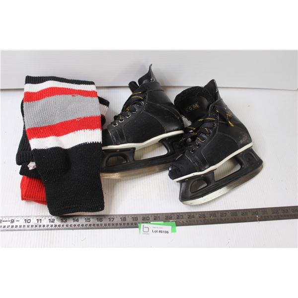 CCM Hockey Skates with Leg Warmers- Size unknown