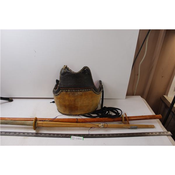 (2) Kendo Sticks and Breast Plate