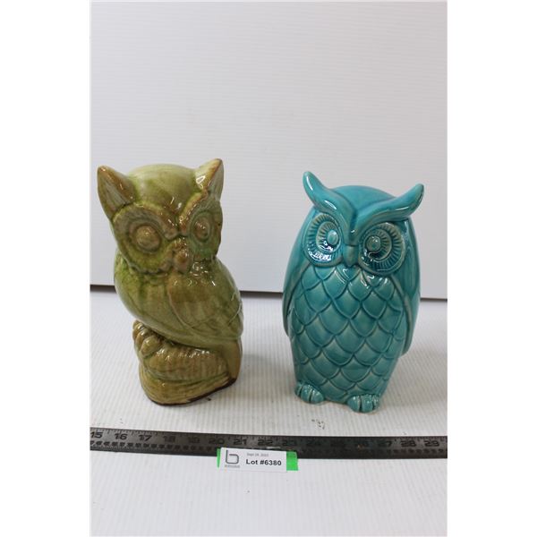 (2) Glass Owl Art Pieces