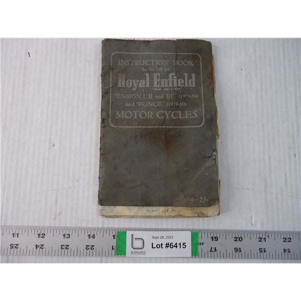 Instruction Book for Royal Enfield Motorcycles "Ensign" and "Prince"