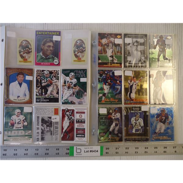 (2) Folders of Cards Featuring Joe Namath and John Elway