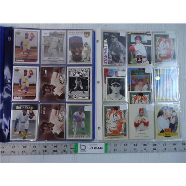 (2) Folders of Cards Featuring MLB Legends Ernie Banks and Stan Musial