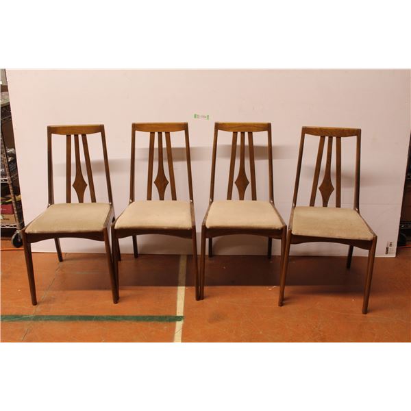 * (4) Wooden Dining Room Chairs w/Padded Seats (stained)