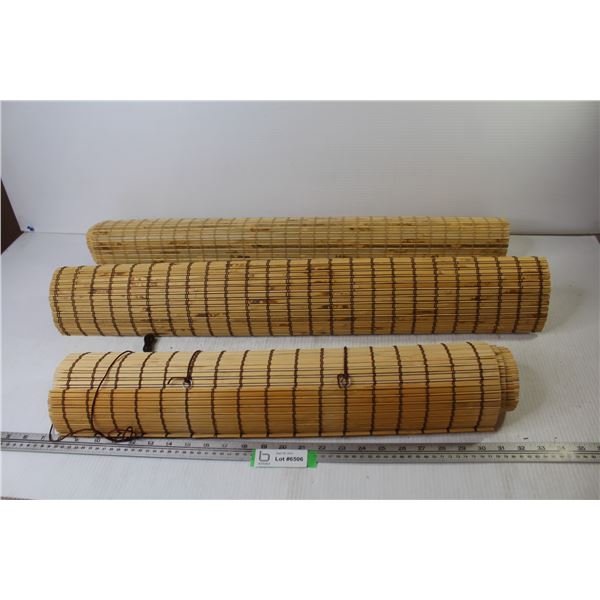 Bamboo Blinds - (1)(5' x 23") - (2) 5' x 31 1/4"- one missing strings)