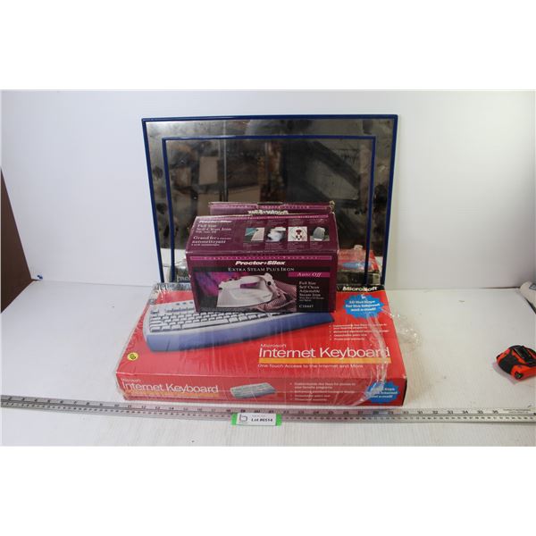 Microsoft Internet Keyboard - Protorsilex Iron (working - body coming apart) - Mirror (16 1/4" x 20"