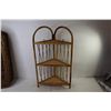 Image 4 : Wooden Stand - (3) Wicker Baskets - Bamboo Shelf/Stand