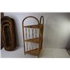Image 5 : Wooden Stand - (3) Wicker Baskets - Bamboo Shelf/Stand