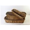 Image 6 : Wooden Stand - (3) Wicker Baskets - Bamboo Shelf/Stand