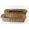 Image 7 : Wooden Stand - (3) Wicker Baskets - Bamboo Shelf/Stand