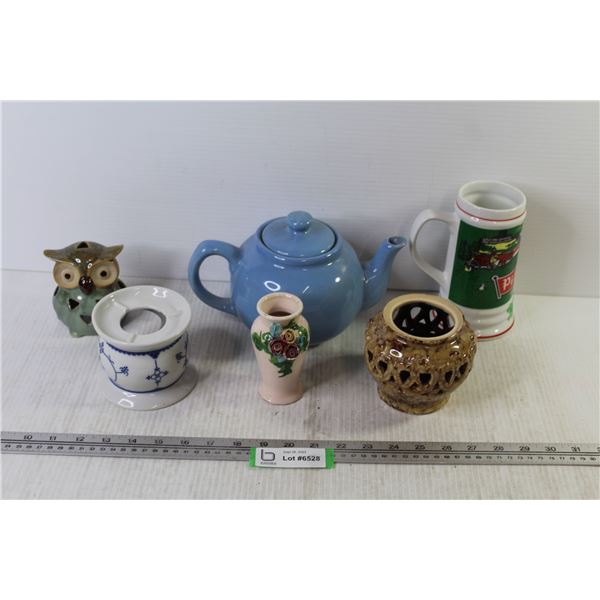 Pilsner Stein - Candle Holders - Vase - Tea Pot (lid is cracked)