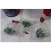 Image 2 : (7) Tins   (3) bags of Small Christmas Trees   Glass