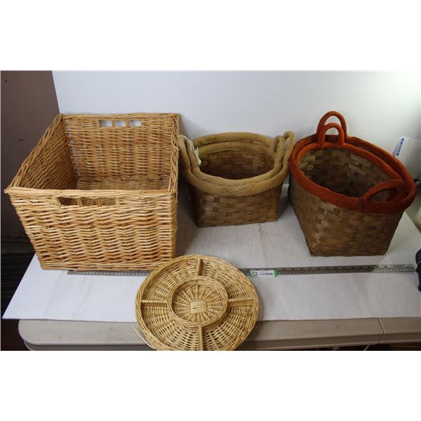 *Various Sizes Wicker Baskets and 1 Wicker Divided Tray