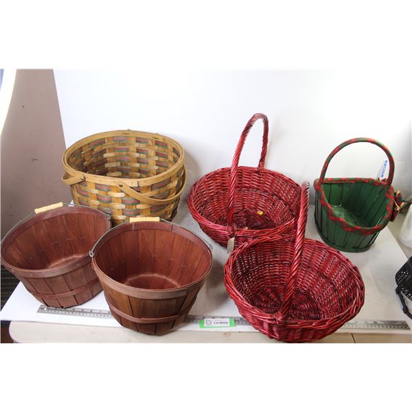 *(2) Bushel Baskets + (4) Wicker Baskets