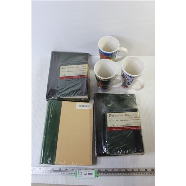 (3) Christmas Mugs + (3) Photo Albums (NIB)