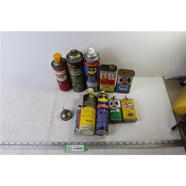 Lot of Fluid Containers WD-40, Liquid Wrench, Power Lube and More