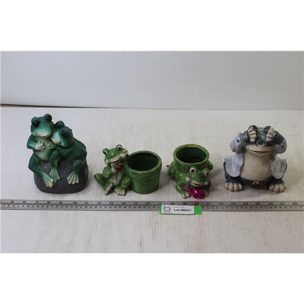 (2) Frog Planters + (2) Frog Garden Figurines