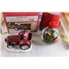 Image 4 : Christmas Assortment - Brass Wreath Hanger, Ribbons, Santa with Tractor Ornament, Misc.