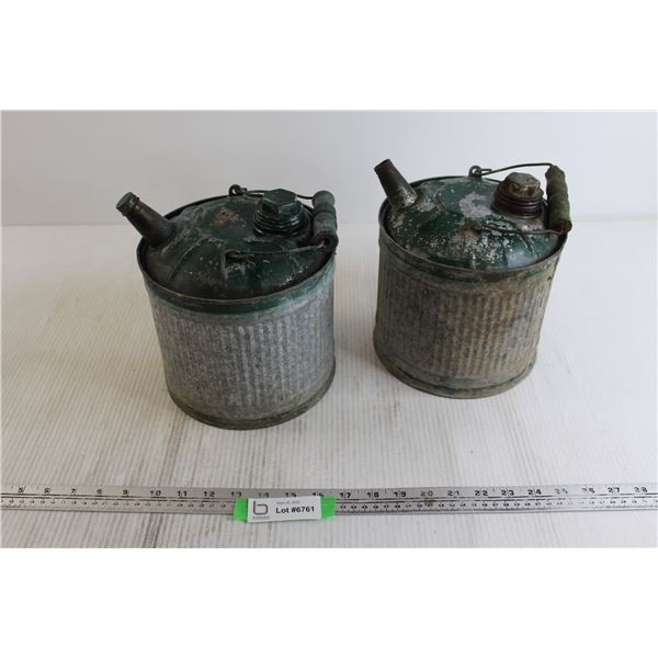 (2) Vintage Galvanized Gas Cans