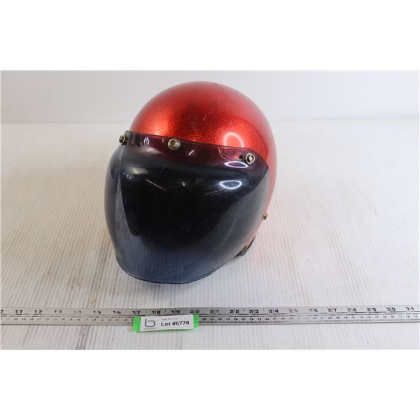 Red Metallic Motorcycle Helmet