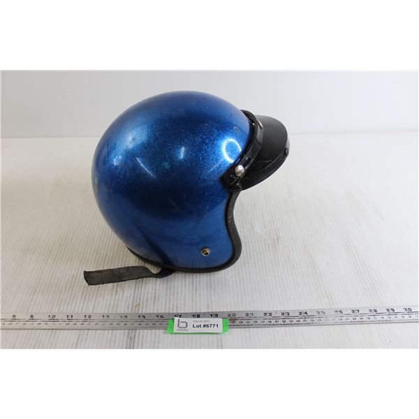 Blue Metallic Motorcycle Helmet