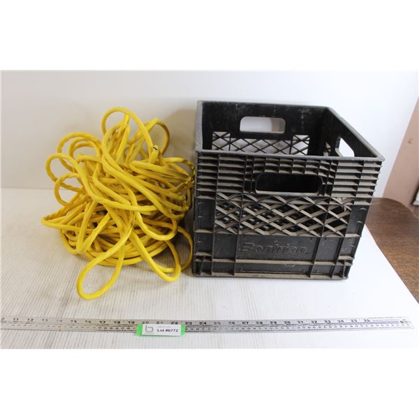 Yellow Extension Cable, Black Plastic Crate