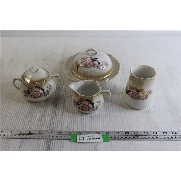 PK Unity Cream Holder, Sugar Holder, Butter Dish, and Vase (?)