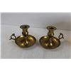 Image 2 : (3) Brass Pots, (2) Candleholders