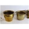 Image 3 : (3) Brass Pots, (2) Candleholders