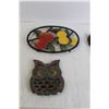 Image 3 : (6) Assorted Trivets - Fruit, Owl