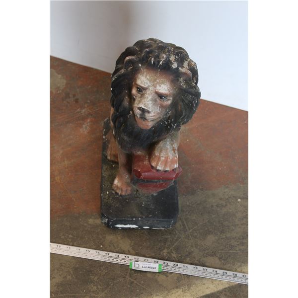 * Lion Concrete Lawn Ornament - 20" Tall, Some Damage, Heavy