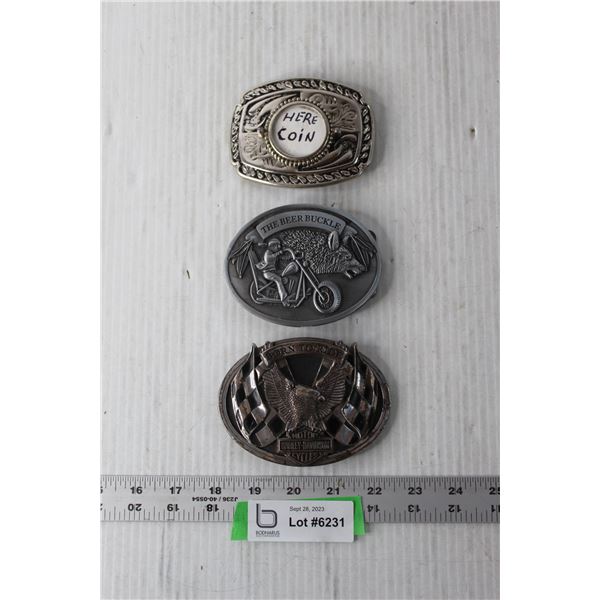 (3) Metal Belt Buckles - Harley Davidson