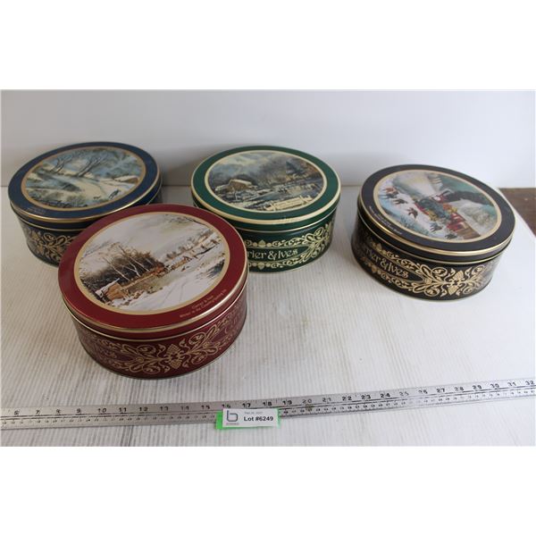 (4) Currier & Ives Tins