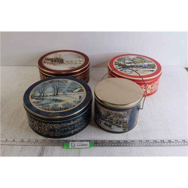 (3) Currier & Ives Tins, Winter-Themed Tin