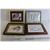 Image 1 : (4) Framed Wall Art Pieces - Quilt-Themed Measures 11 1/2" x 9 3/4"